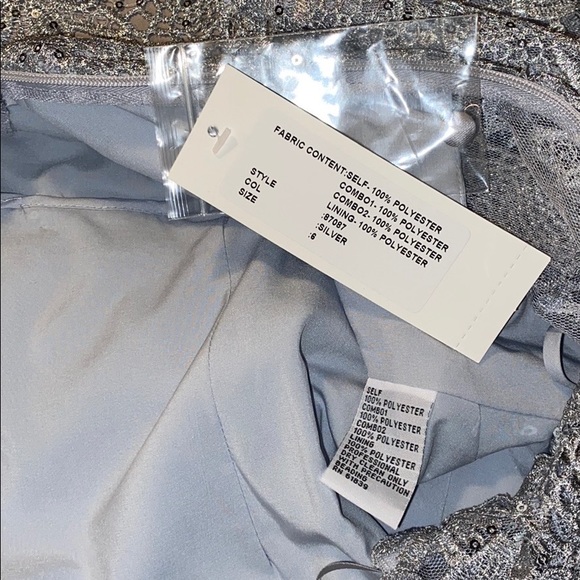 Teri Jon silver metallic lace gown - Picture 4 of 16